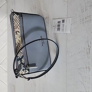 Kate Spade Leila  Snake Embossed Convertible Wristlet Muted Blue